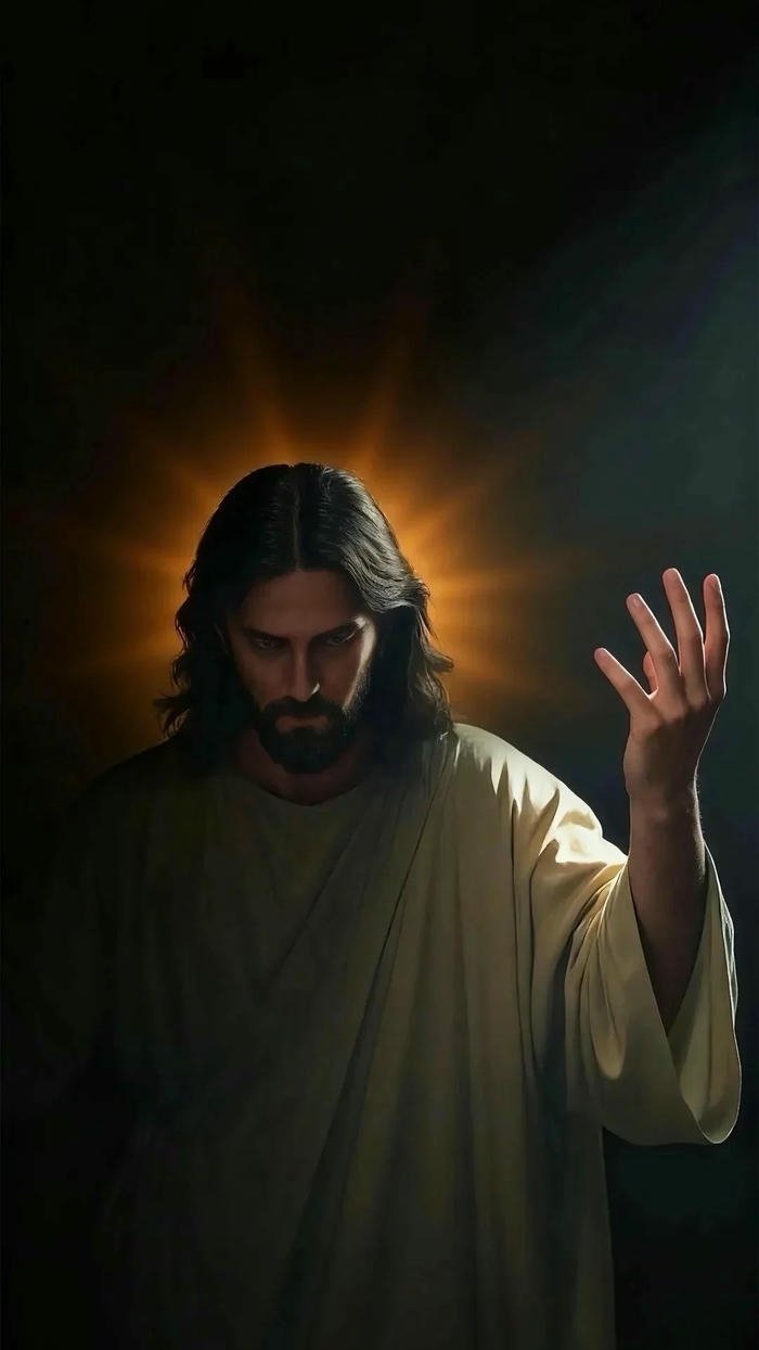 Ảnh chúa giêsu 3d tỏa sáng trong bóng đêm huyền bí