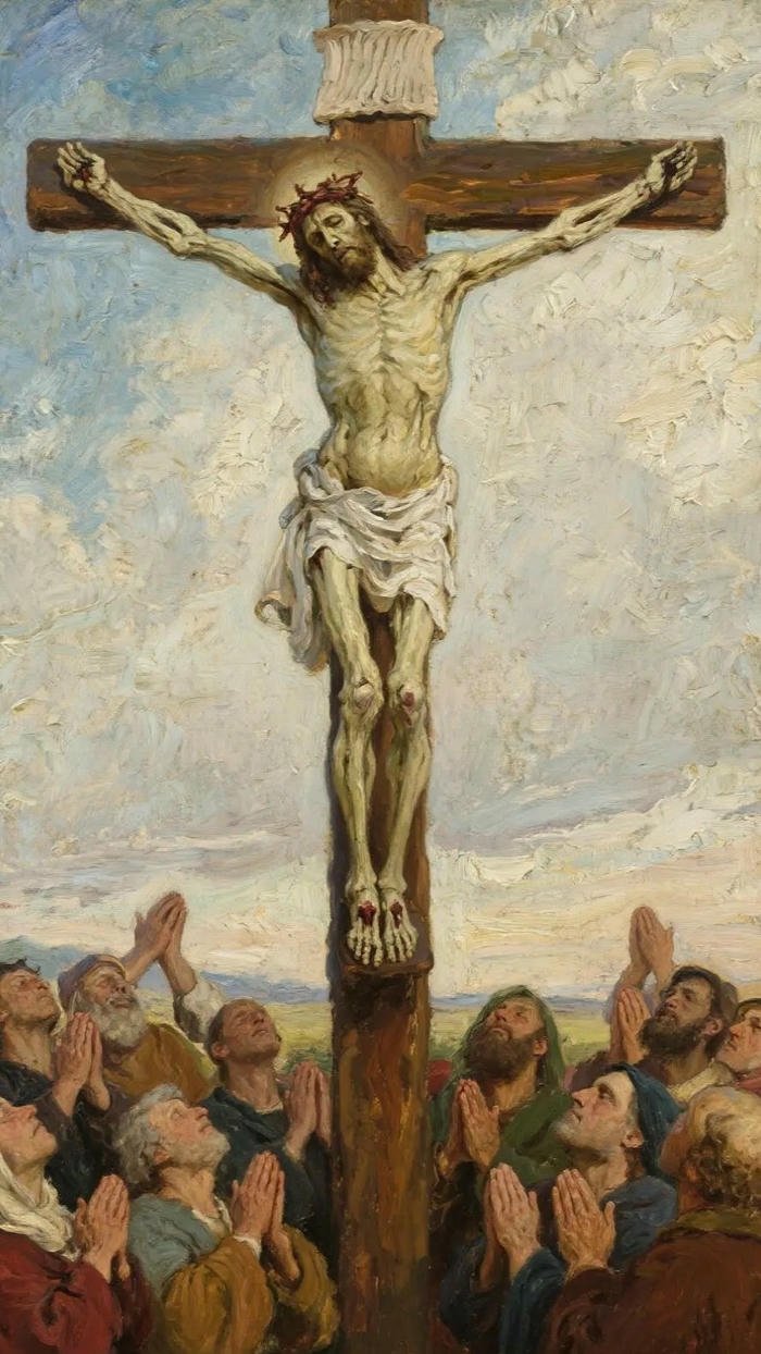 Ảnh chúa nghệ thuật phác họa khuôn mặt ngước nhìn trời cao