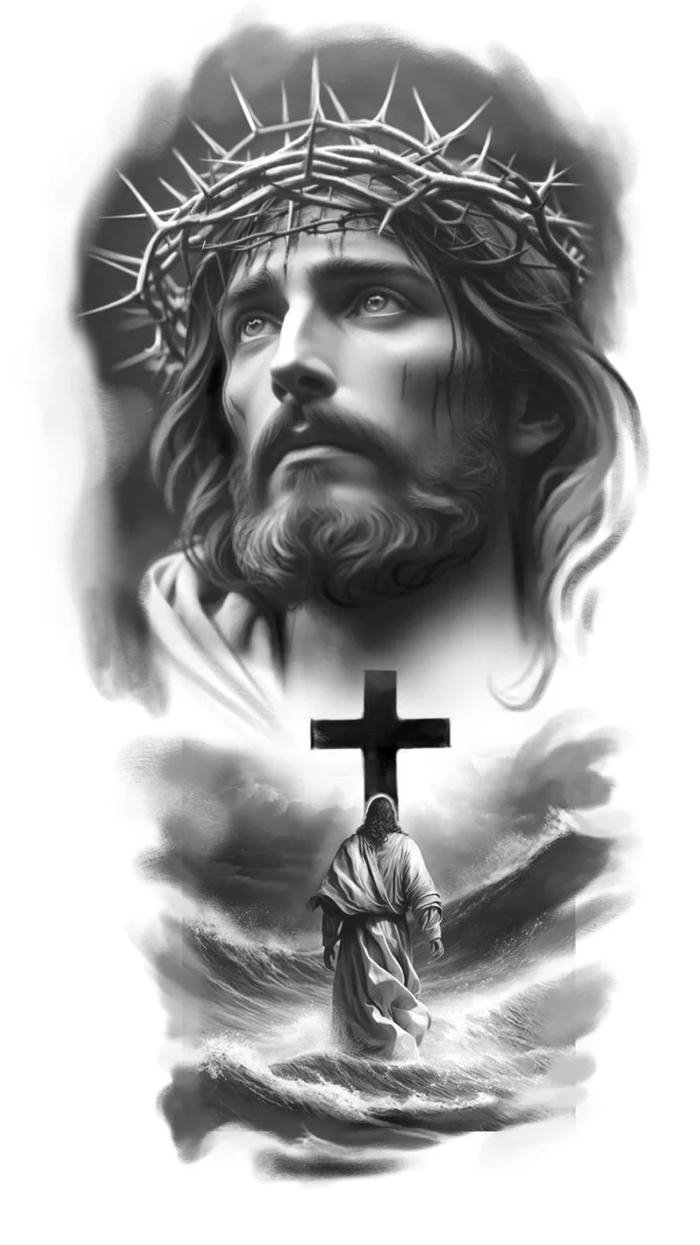 Ảnh chúa nghệ thuật thánh giá hoa hồng cửa sổ lung linh