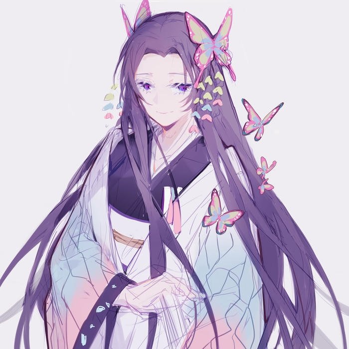 Ảnh đại diện facebook anime nữ mặc kimono tím duyên dáng