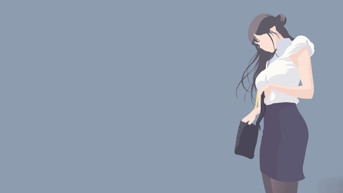 Ảnh nền powerpoint cô gái anime đứng trên nền xám