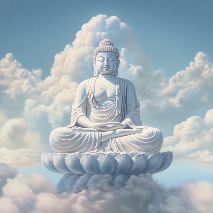 Ảnh phật khổng lồ ẩn hiện trong mây trắng bồng bềnh