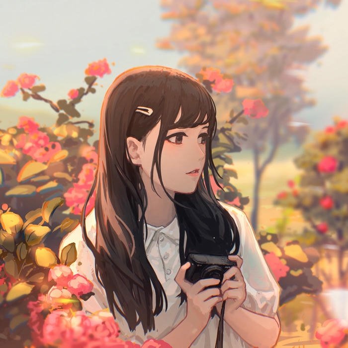 Hình đại diện fb cô gái bên hoa hồng lãng mạn