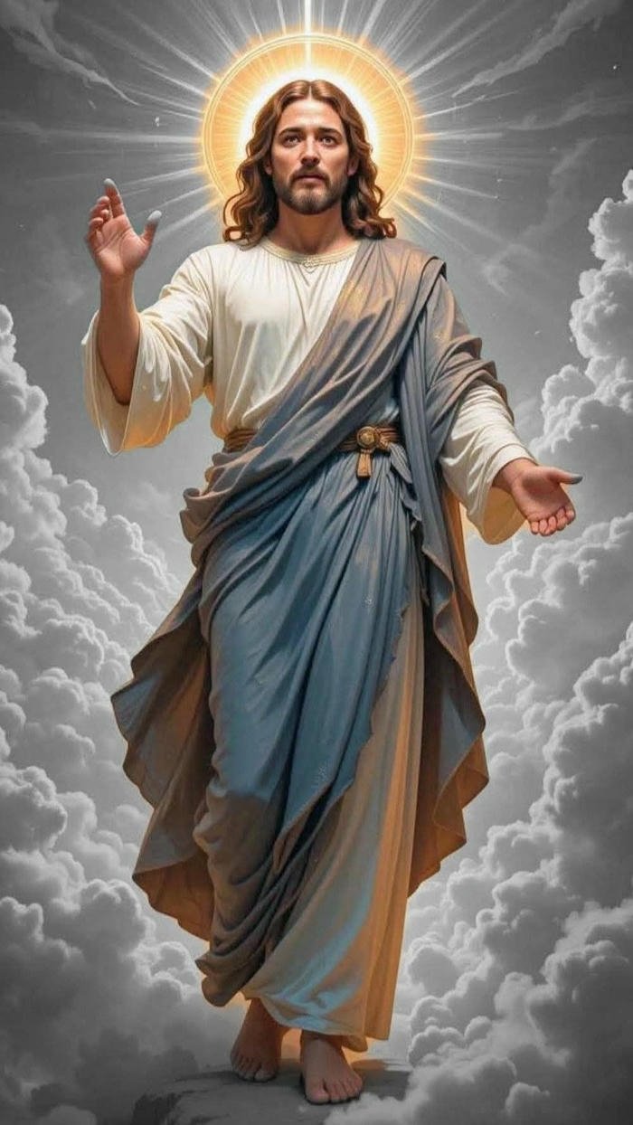 Hình nền chúa giêsu đẹp nhất bay lên trời mây xanh thẳm