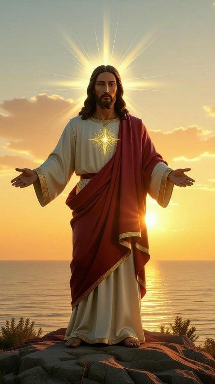 Hình nền chúa giêsu đẹp nhất bước đi trên mặt nước xanh