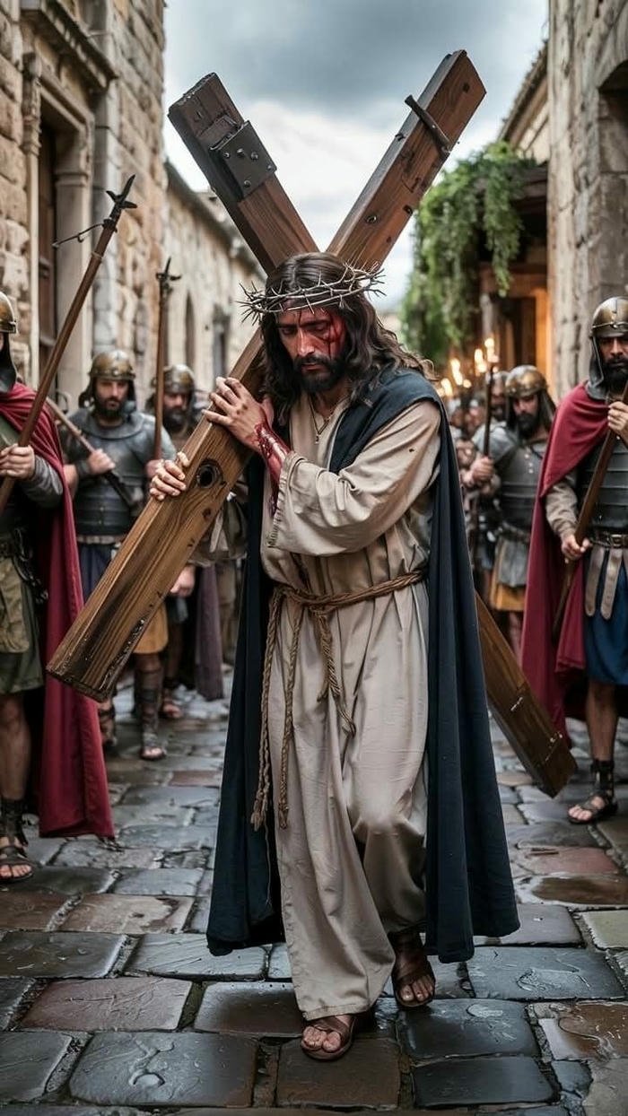 Hình nền công giáo chúa mặc áo đỏ khoác khăn trắng đẹp