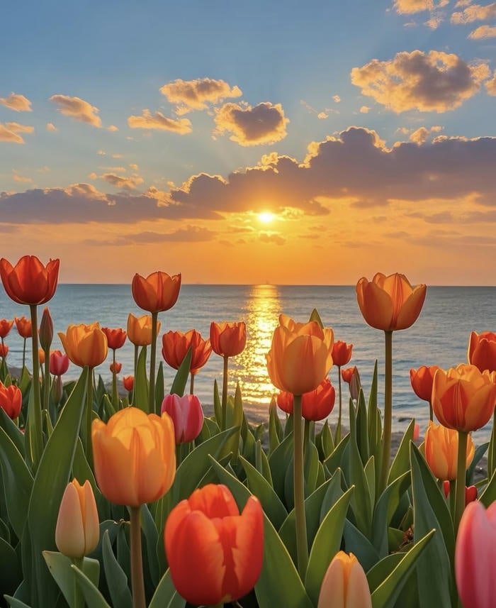 Hoa tulip cam ấm áp