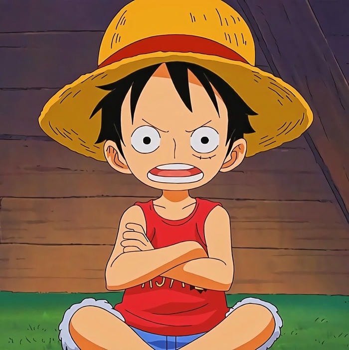 Nhân vật anime luffy khuôn mặt tập trung