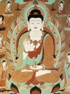 Tranh phật giáo tây tạng nhiều vị phật trang nghiêm cổ