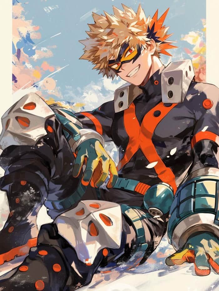 ảnh Bakugo với hiệu ứng lửa nổ