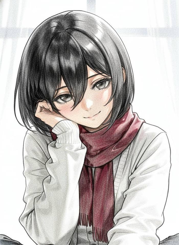 ảnh Mikasa đứng một mình