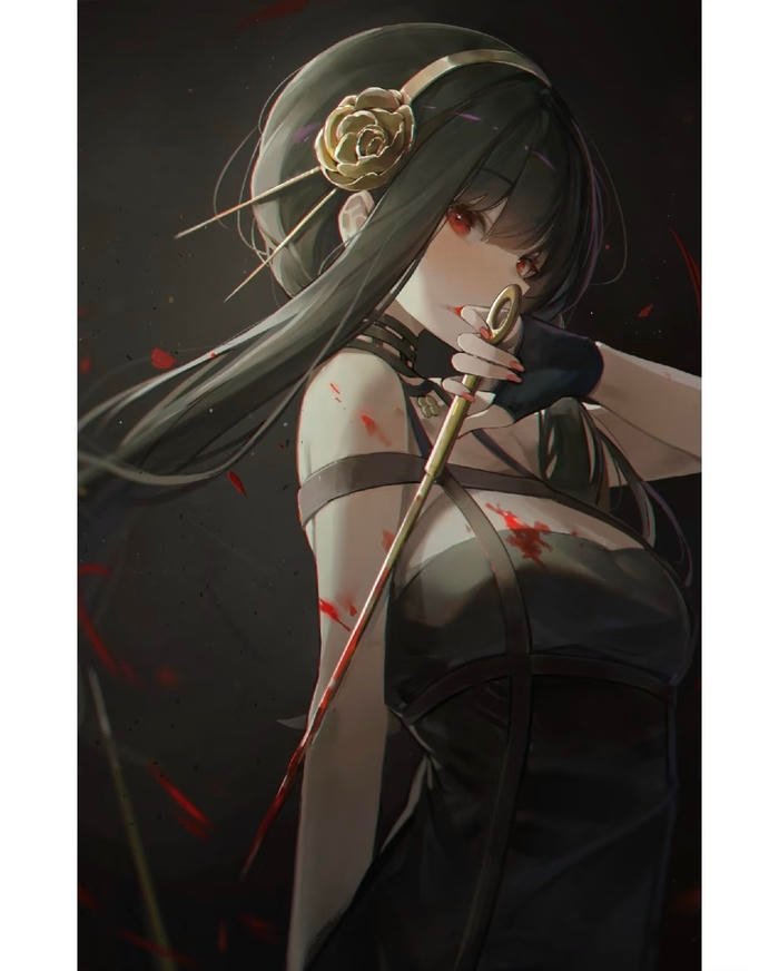 ảnh Yor Forger mặc váy đen