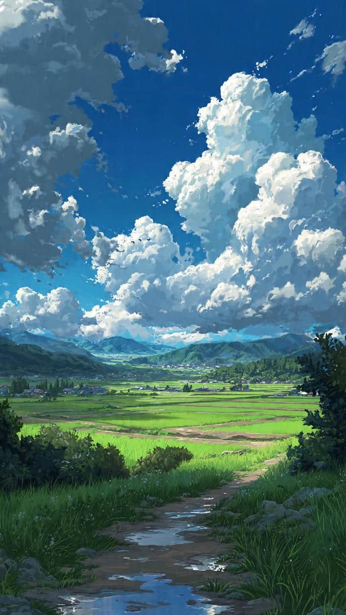 cảnh anime đồng cỏ 4K