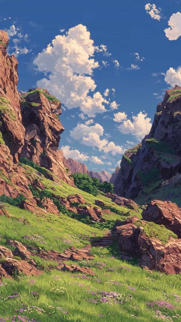 hình anime cảnh núi non