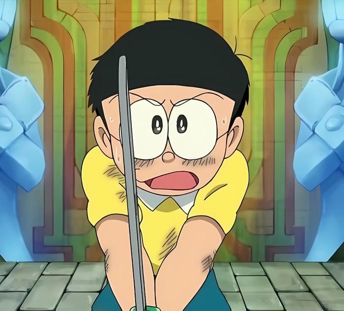 hình nobita đang chiến đấu mạnh mẽ