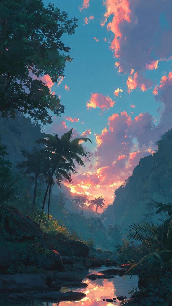 thiên nhiên anime mùa xuân