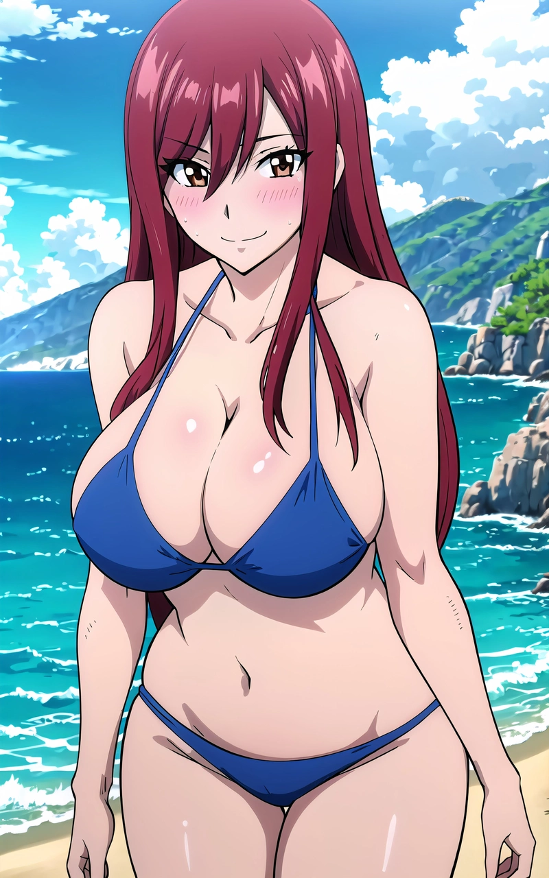Ảnh Erza Scarlet hentai bikini xanh dương