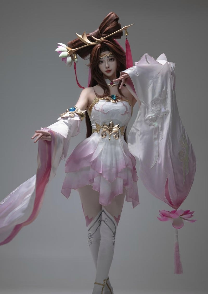 Ảnh cosplay Điêu Thuyền tóc búi cao phối trâm vàng