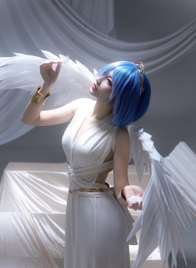 Ảnh cosplay thiên thần với vòng hào quang trên đầu