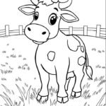 Ảnh tô màu con bò có tạo hình cân đối