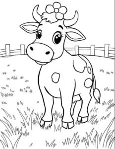 Ảnh tô màu con bò có tạo hình cân đối