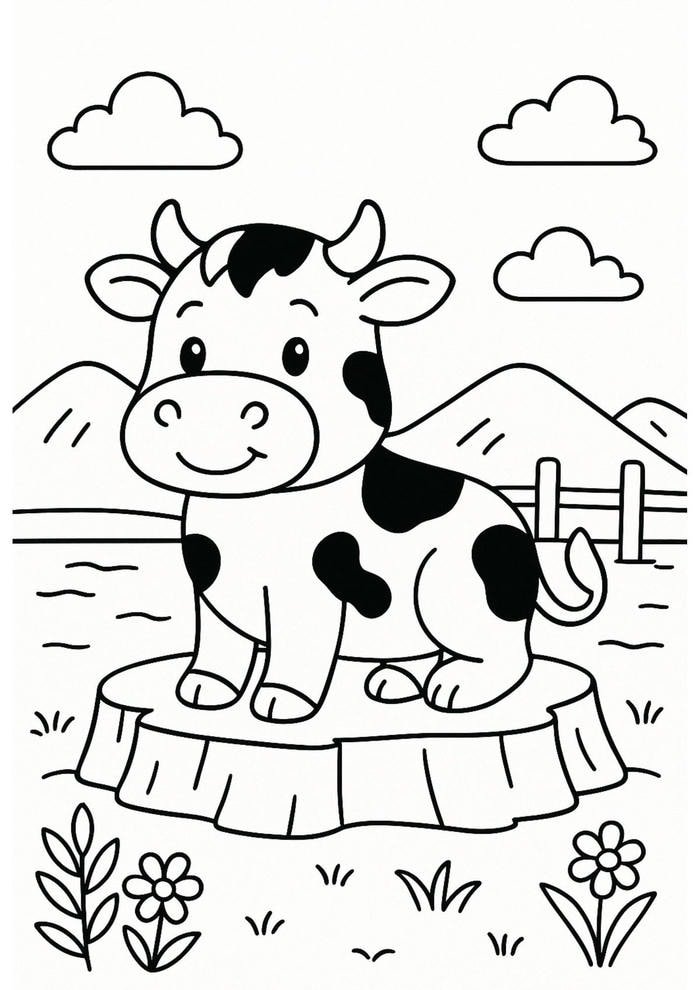 Ảnh tô màu con bò mang cảm giác dễ nhìn