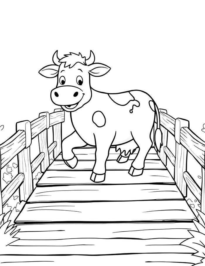 Ảnh tô màu con bò thể hiện đặc điểm quen thuộc của loài vật