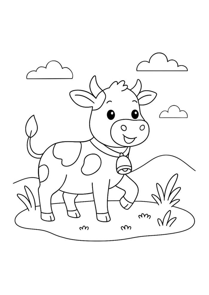 Ảnh tô màu con bò thể hiện dáng vẻ quen mắt