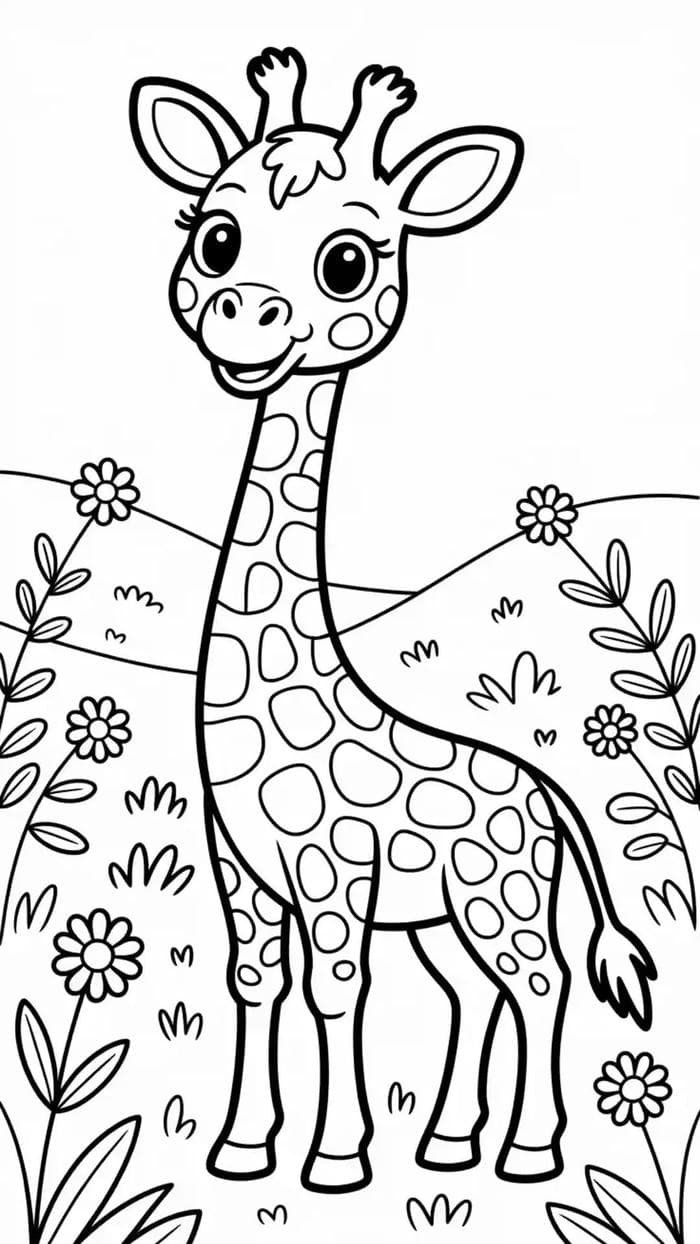 Ảnh tô màu hươu cao cổ tạo điều kiện tô màu không bị chồng nét