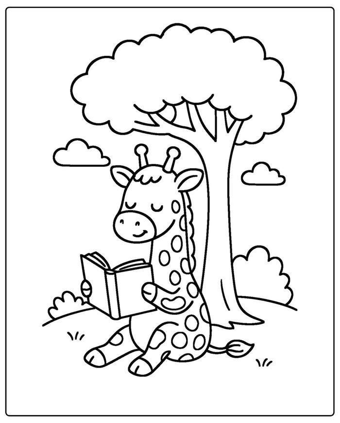 Ảnh tô màu hươu cao cổ với các vùng màu phân chia hợp lý