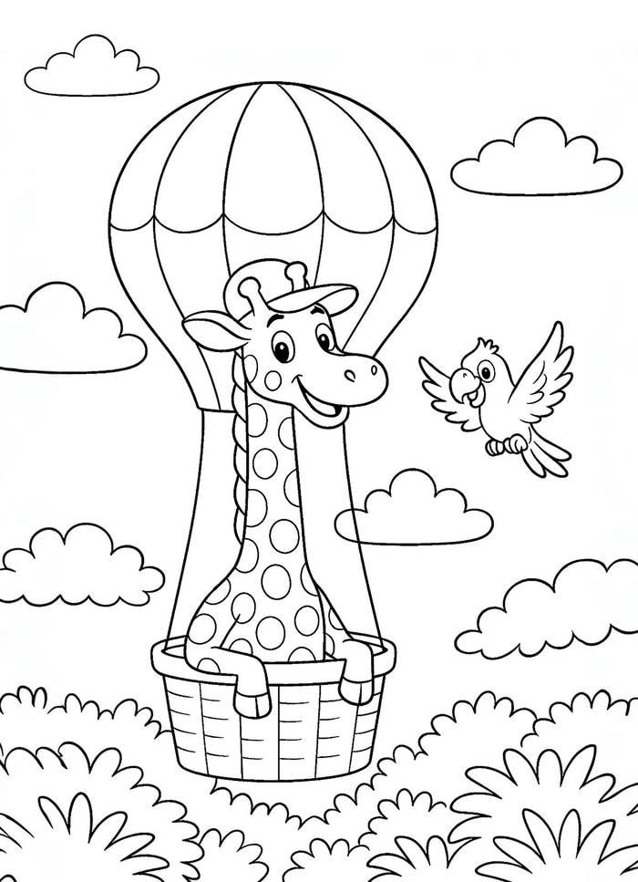 Ảnh tô màu hươu cao cổ với vùng tô không bị chia nhỏ