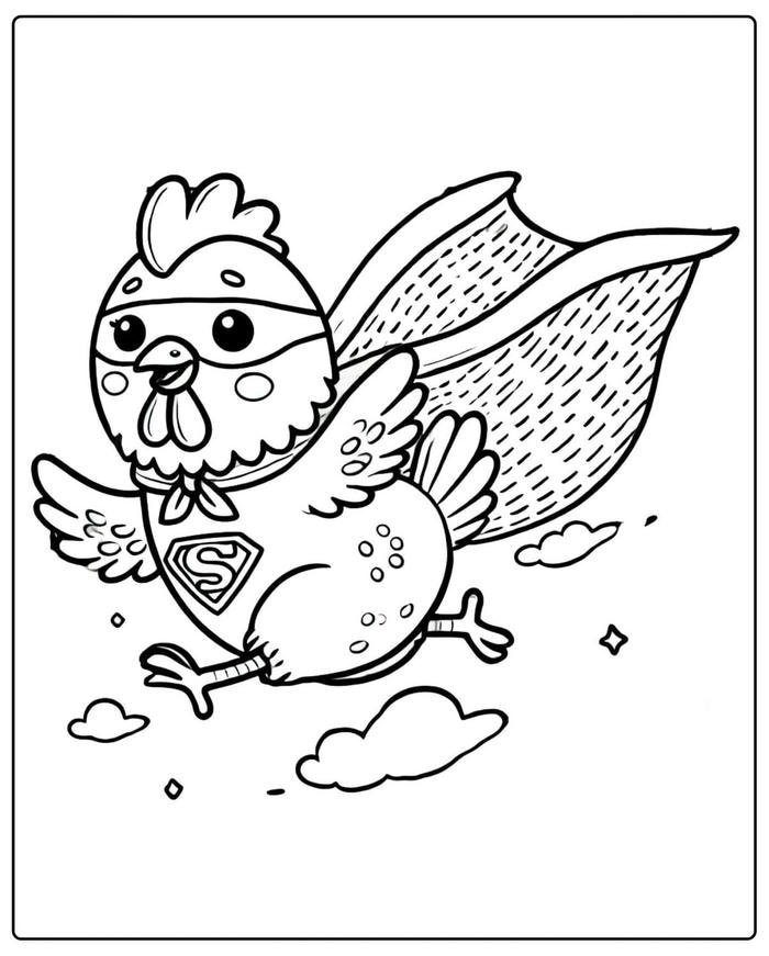 Ảnh tranh tô màu con gà có chi tiết tăng dần cho bé tiểu học