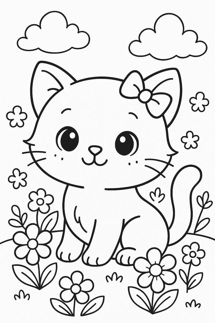 Ảnh tranh tô màu con mèo cần thời gian hoàn thiện vừa phải