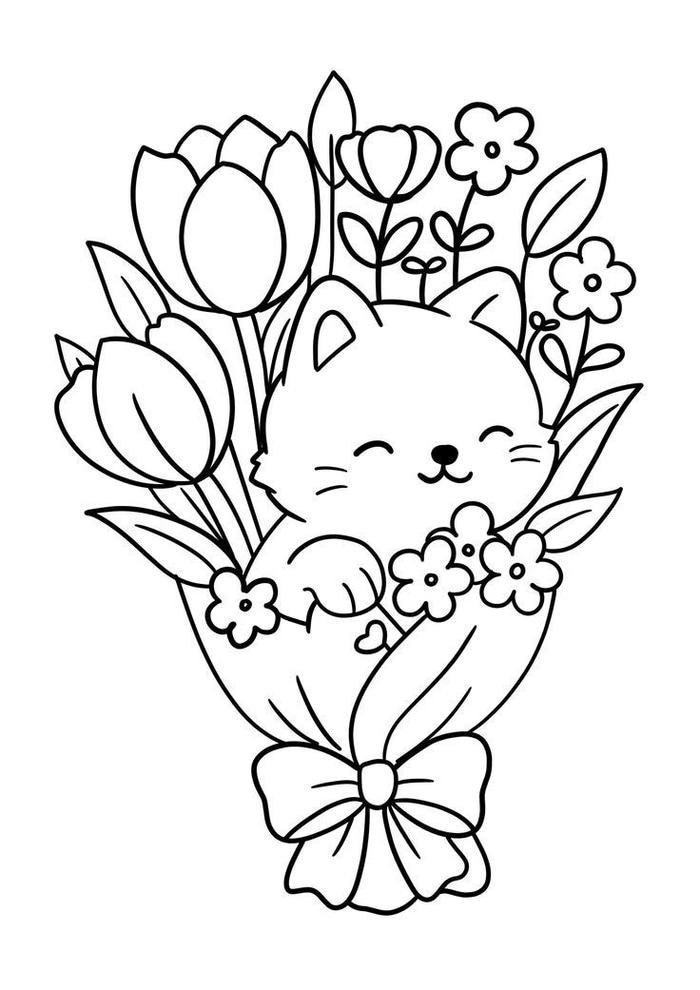 Ảnh tranh tô màu con mèo phù hợp cho người thích tô lâu