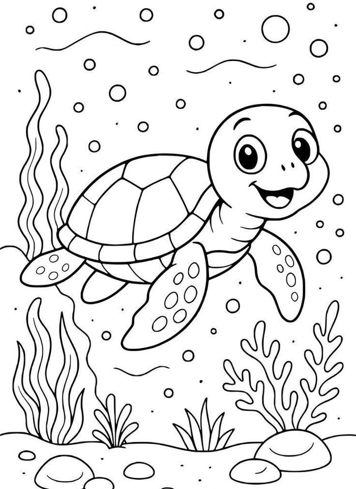 Ảnh tranh tô màu con rùa có chi tiết dày đặc