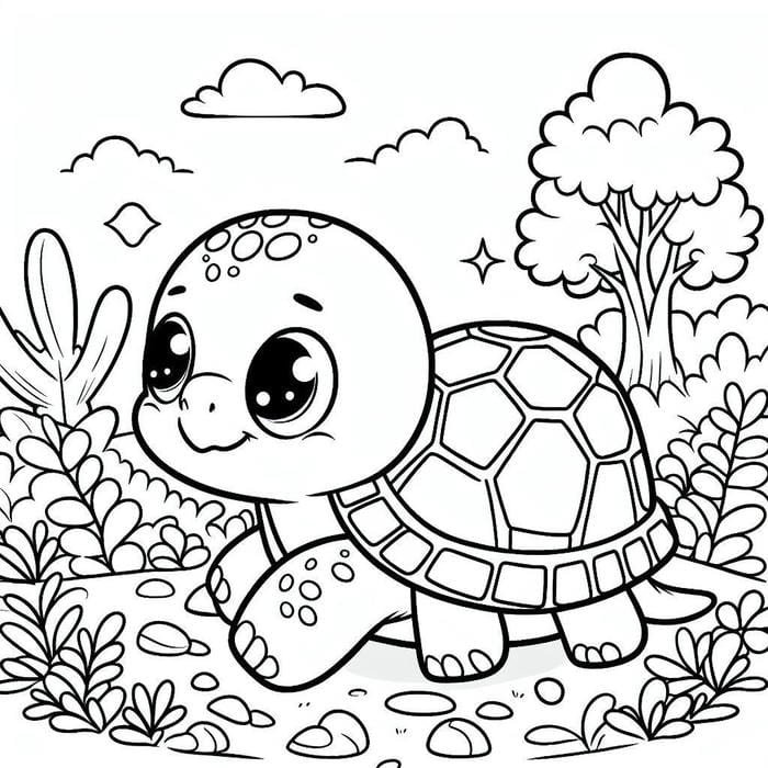 Ảnh tranh tô màu con rùa kết hợp nhiều phần hình thể
