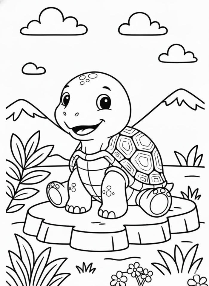 Ảnh tranh tô màu con rùa với mức chi tiết cao