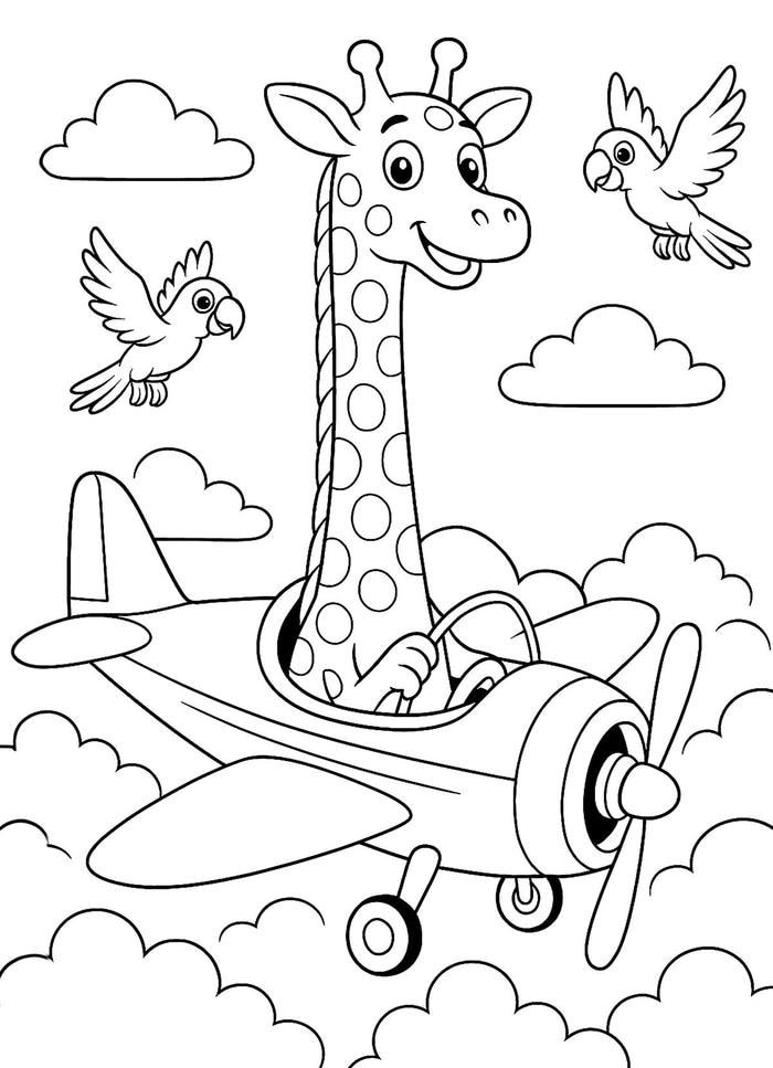 Bức ảnh tô màu hươu cao cổ cho phép tô màu theo từng lớp