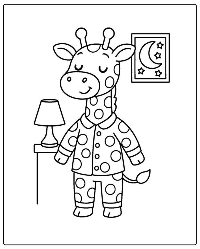 Bức ảnh tô màu hươu cao cổ hỗ trợ phối màu hài hòa