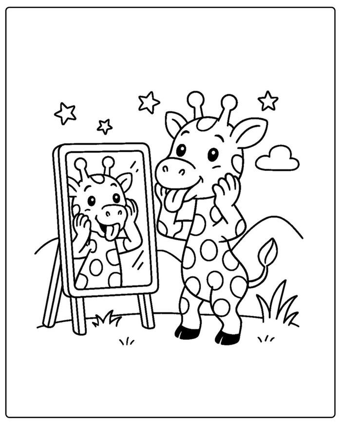 Bức ảnh tô màu hươu cao cổ hỗ trợ phối màu không bị rối