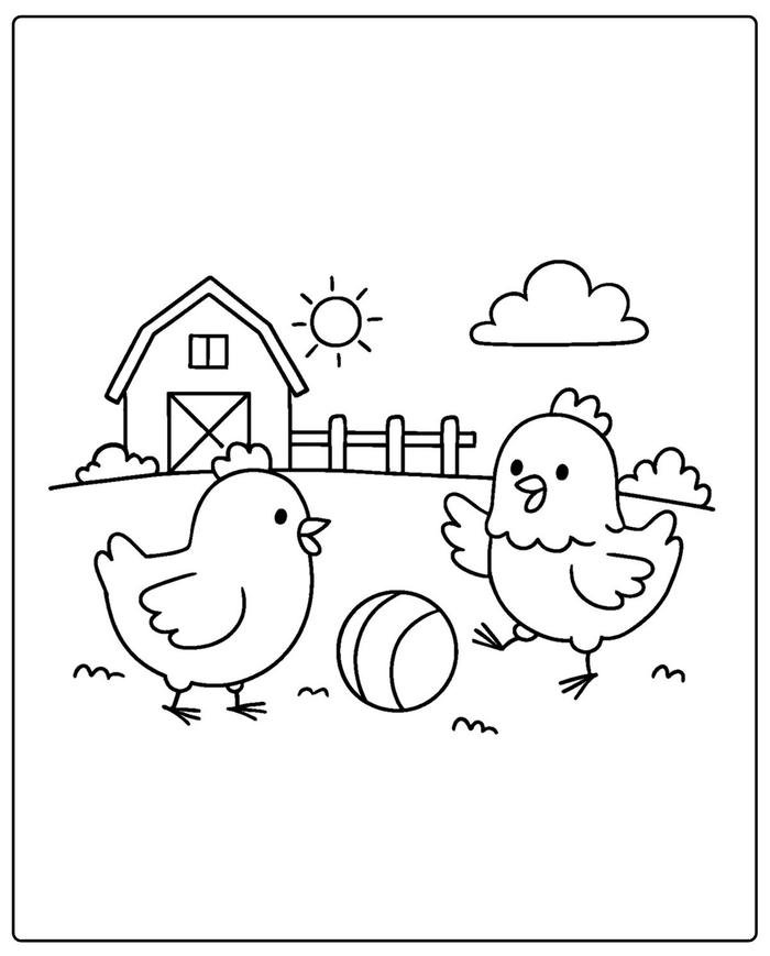 Bức ảnh tranh tô màu con gà phù hợp luyện tập nâng cao