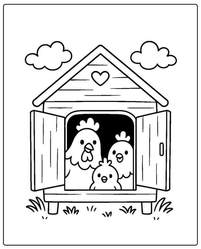 Bức ảnh tranh tô màu con gà phù hợp trẻ tiểu học