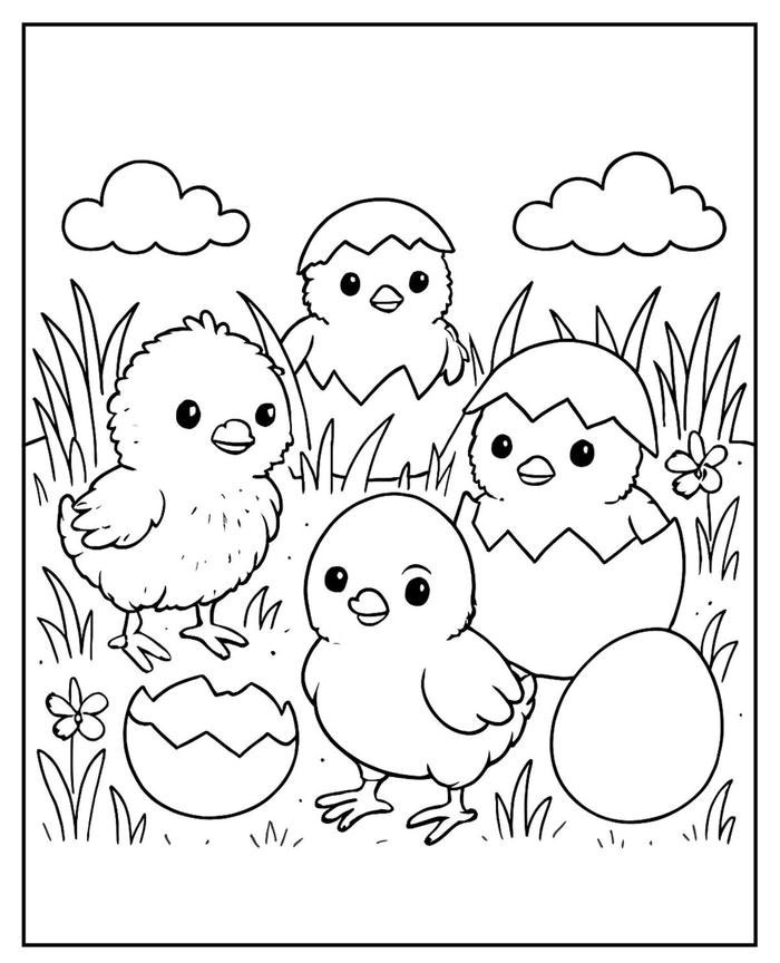 Bức ảnh tranh tô màu con gà phù hợp trẻ từ năm đến sáu tuổi