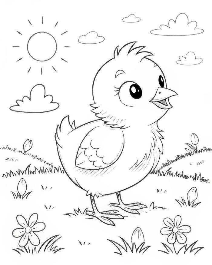 Bức ảnh tranh tô màu con gà phù hợp trẻ từ sáu đến bảy tuổi