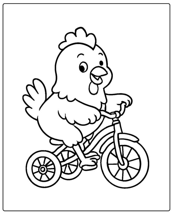 Bức ảnh tranh tô màu con gà với ít chi tiết dành cho bé mới tập tô