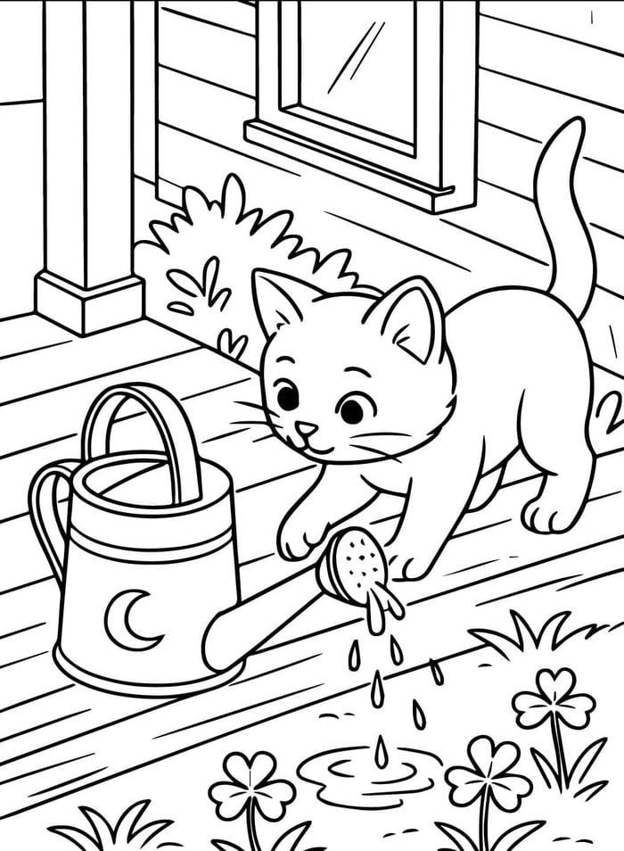 Bức ảnh tranh tô màu con mèo giúp hoàn thiện trong vài phút