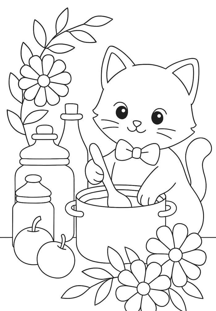 Bức ảnh tranh tô màu con mèo không thể hoàn thành nhanh