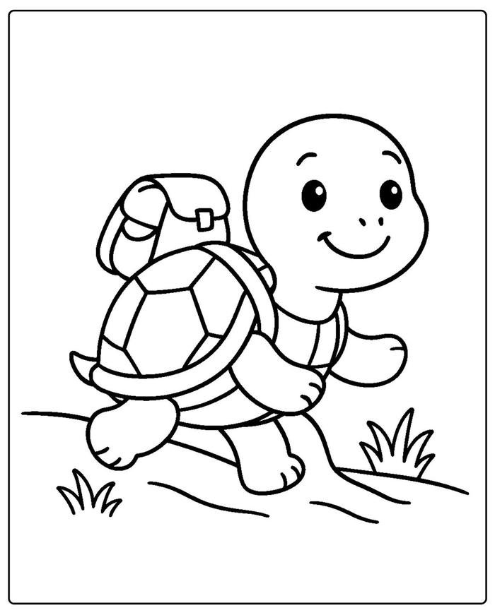 Bức ảnh tranh tô màu con rùa chia mai thành nhiều ô