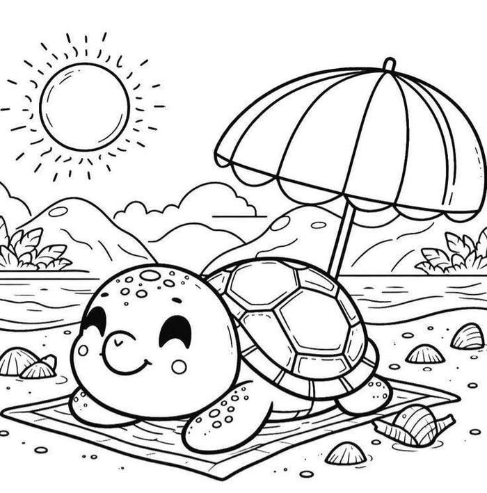 Bức ảnh tranh tô màu con rùa có phần mai nhiều họa tiết