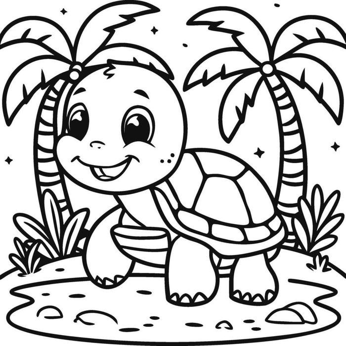 Bức ảnh tranh tô màu con rùa thể hiện chân và đầu rõ